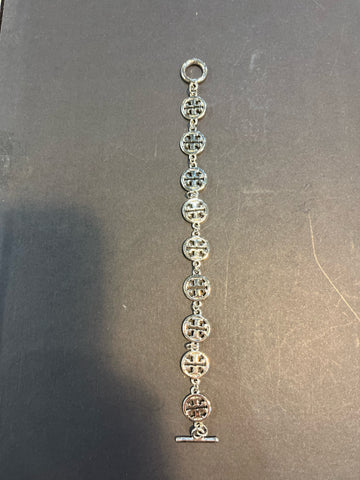 Tory Burch Silver Logo Bracelet