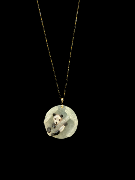 Jade Panda Pendant Necklace