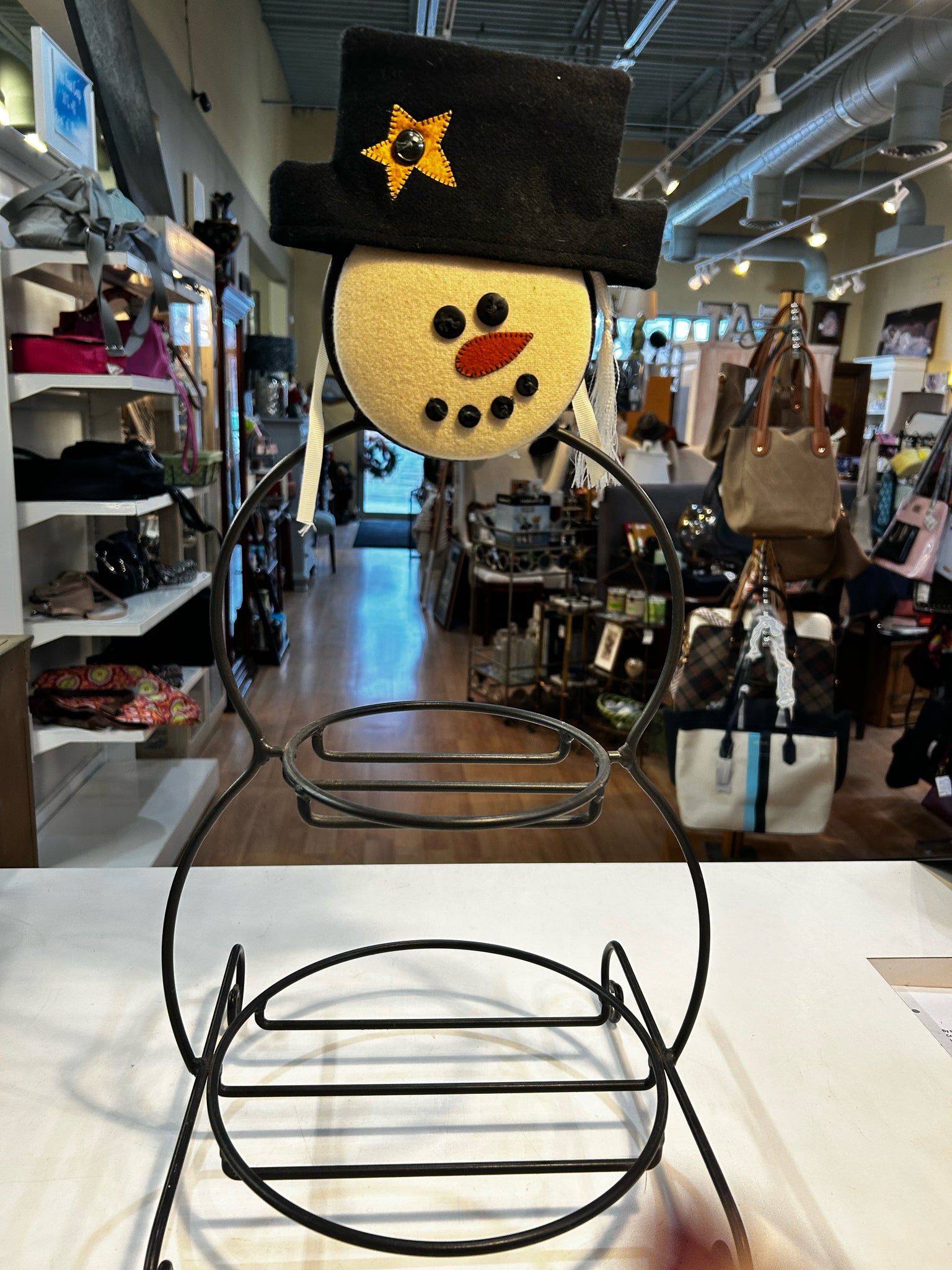 Longaberger Small Wrought Iron Snowman with Heart of Dresden Face