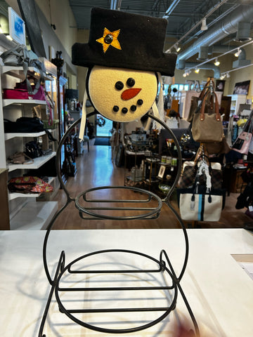 Longaberger Small Wrought Iron Snowman with Heart of Dresden Face