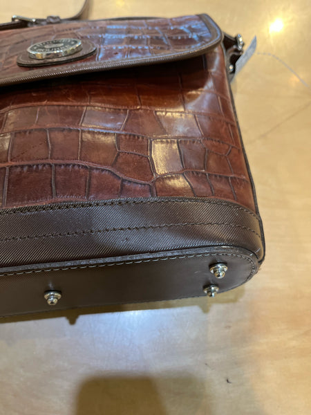 Vintage Dooney & Bourke Brown Croc Embossed Crossbody Handbag