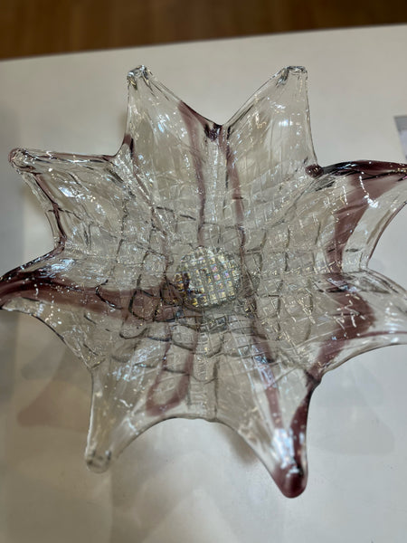 Vintage Vetro Eseguito-Murano Handblown Glass Footed Bowl