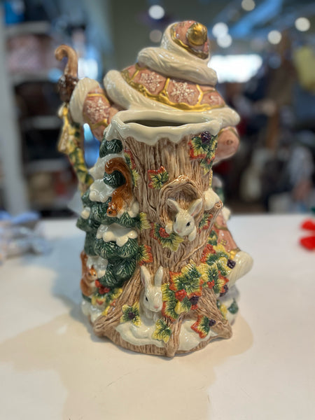 Fitz & Floyd "Pink Santa Snowy Woods" Vase