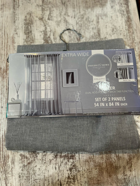 Extra Wide Gray & White Tassel Curtains