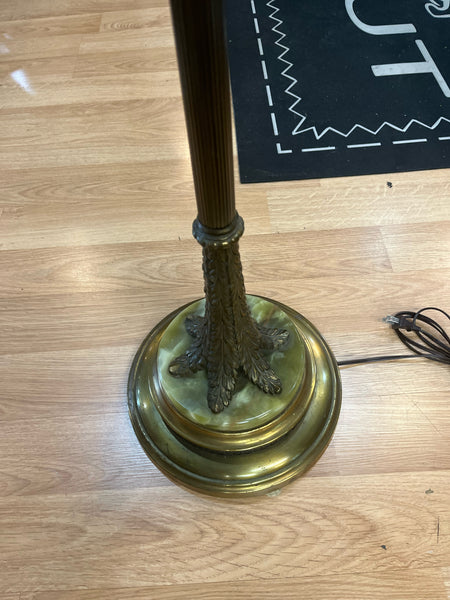 Brass Torchiere & Milk Glass Shade Floor Lamp