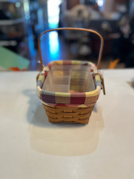 Longaberger Plaid Lining  & Handled w/ Divider Basket