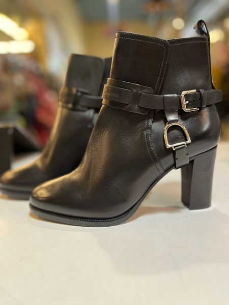 Ralph Lauren Black Leather Heel Boots