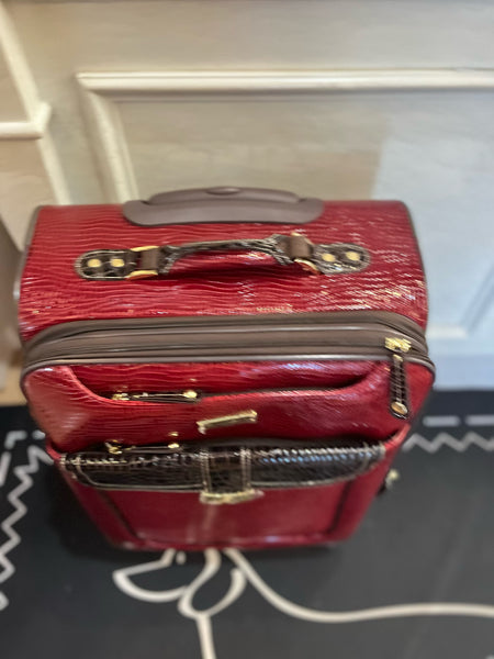 NWT Samantha Brown Burgundy Croc Luggage
