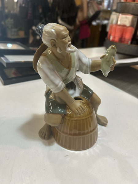 Vintage Shiwan Fisherman Figurine