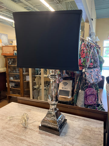 Mercury Glass & Black Shade Lamp