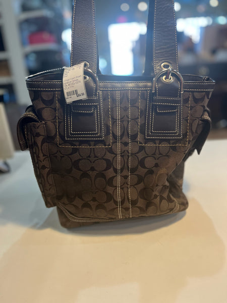 Vintage Coach Brown Signature Canvas Handbag