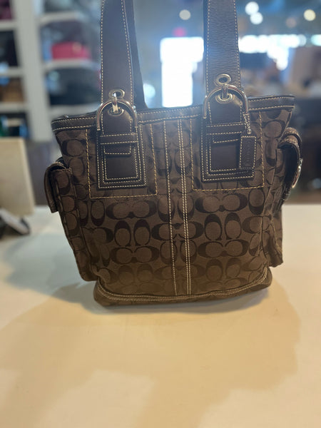 Vintage Coach Brown Signature Canvas Handbag