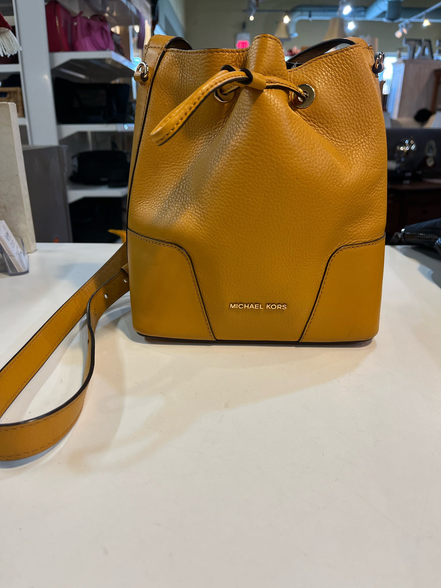 Michael Kors Mustard Draw String Crossbody