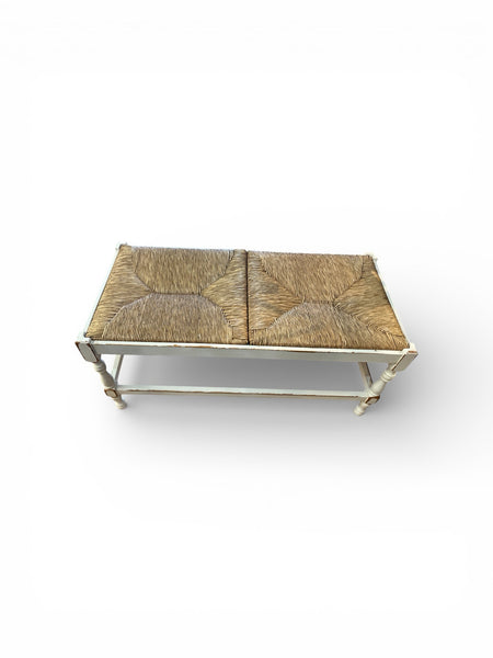 White Wooden Woven Bench