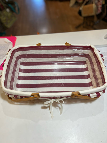 Longaberger Red & White Stripe Rectangle Basket