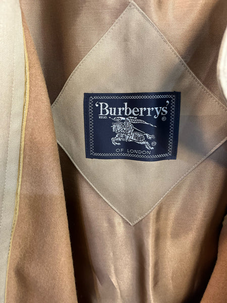 Burberry Tan Double Breasted Wool & Camel Hair Trench Coat