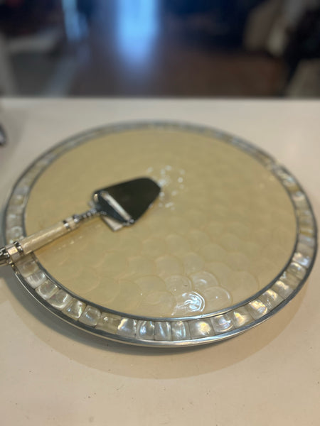 Julia Knight Mother of Pearl Footed Cheese Plate