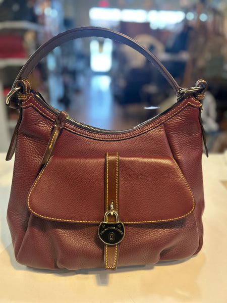 Dooney & Bourke Burgundy "Samba Hobo" Leather Handbag