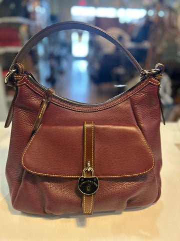 Dooney & Bourke Burgundy "Samba Hobo" Leather Handbag
