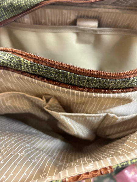 Samantha Brown Green Tweed Travel Bag