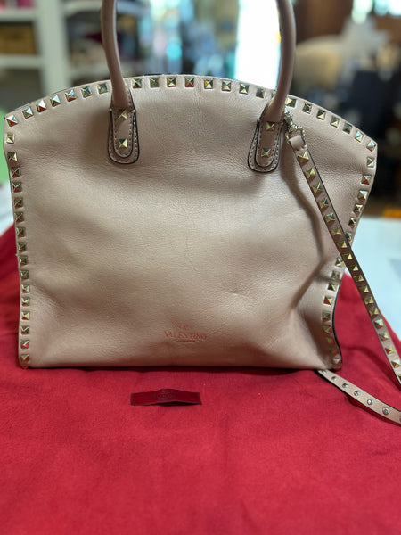 Authentic Valentino "Vitello Rockstud Dome Shopper" Handbag