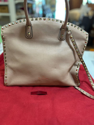 Authentic Valentino "Vitello Rockstud Dome Shopper" Handbag