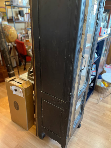Nadeau Tall Black Glass Door Cabinet
