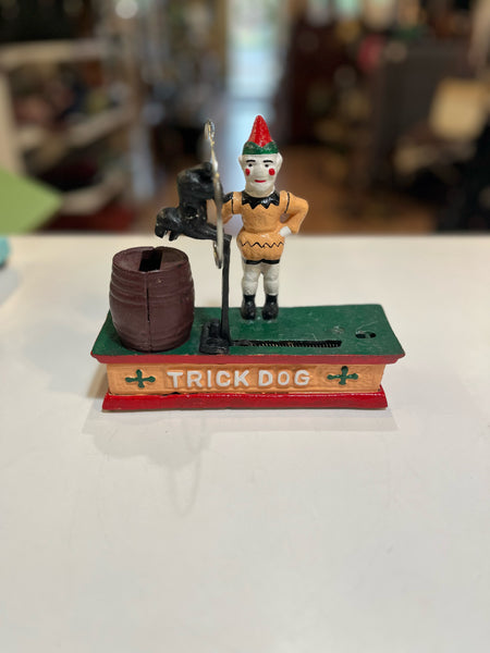 Trick Dog Cast Iron Coin Bank