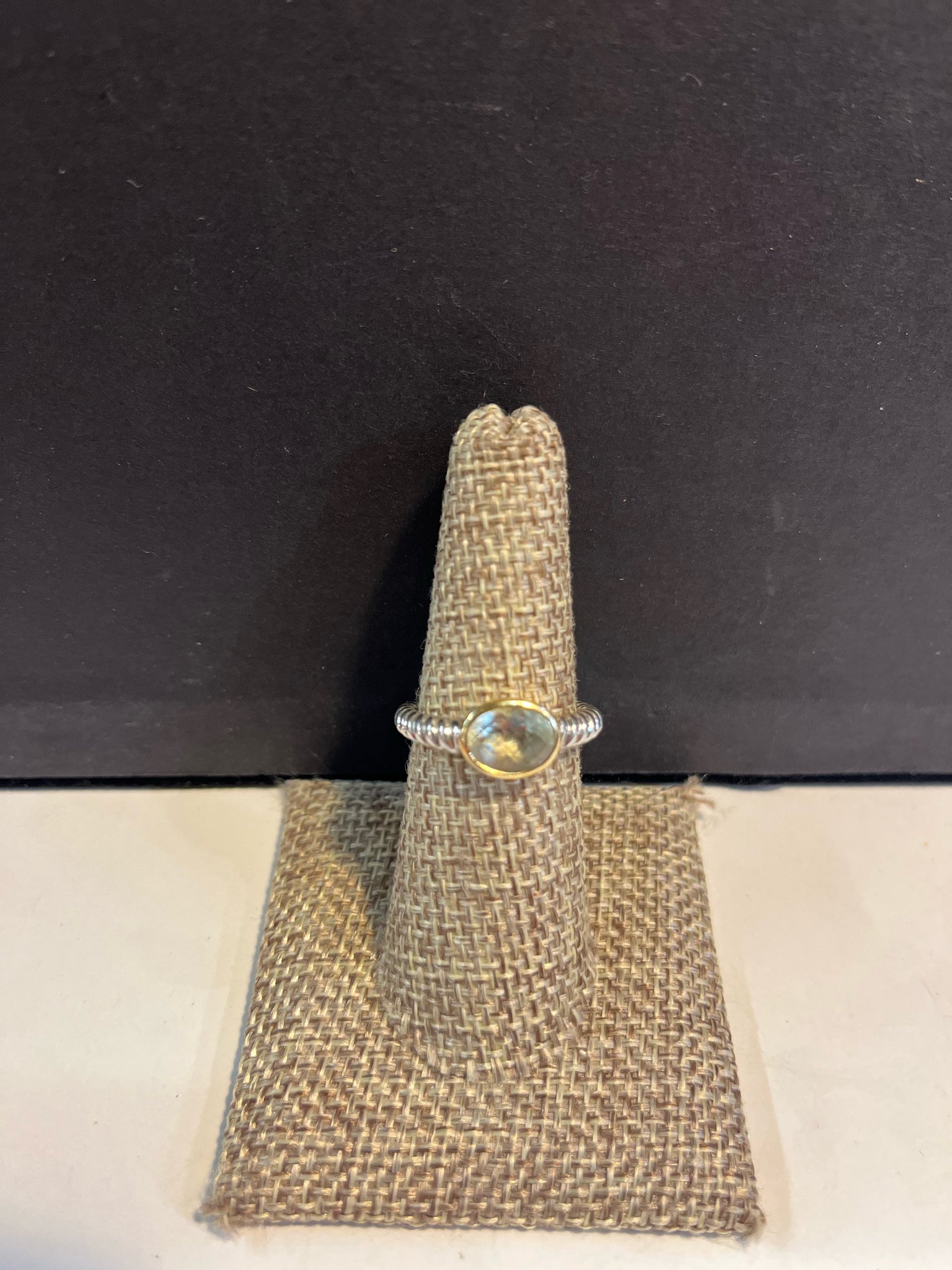 18k & Sterling Silver Blue Stone Ring