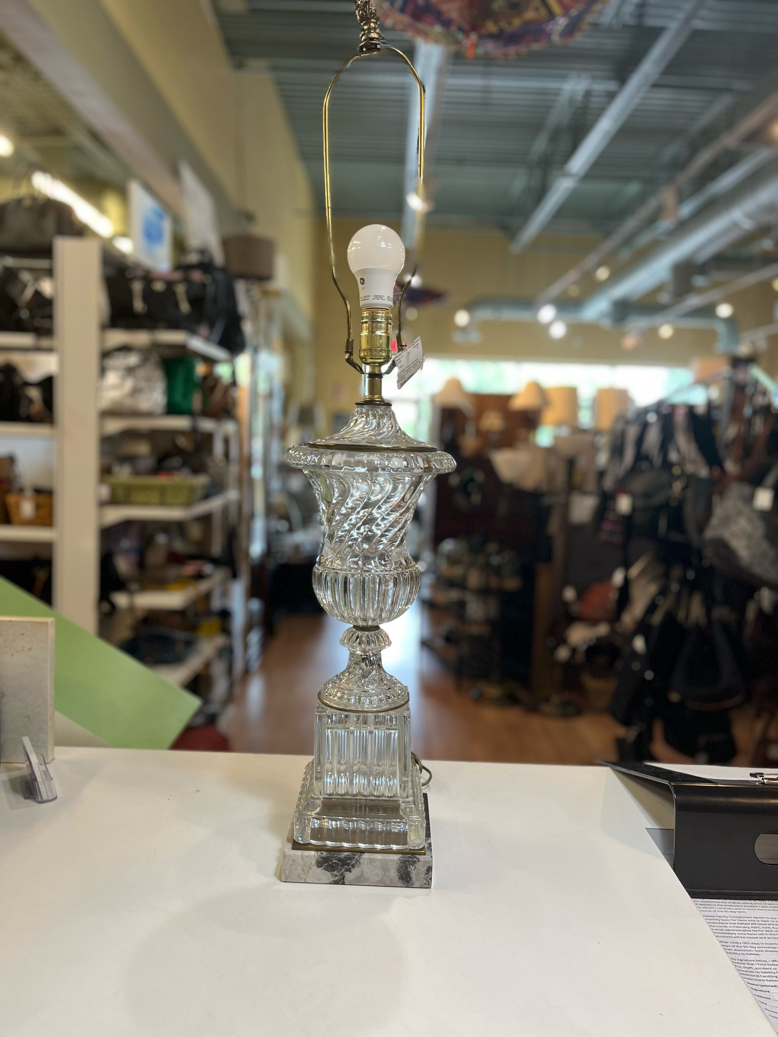 Crystal Urn Table Lamp