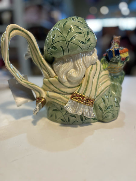 Fitz & Floyd "Gregorian Green Santa" Teapot