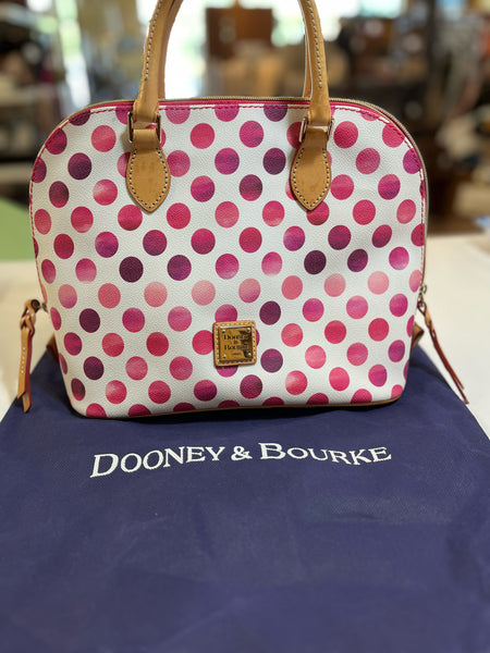Dooney & Bourke Pink Polka Dot Satchel Handbag