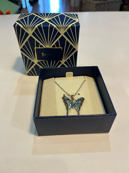 Stauer "Good Fortune Butterfly" Abalone Necklace