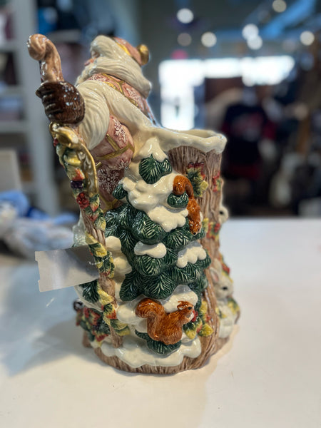 Fitz & Floyd "Pink Santa Snowy Woods" Vase