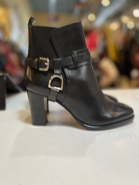 Ralph Lauren Black Leather Heel Boots