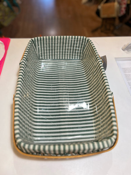 Longaberger Green & White Stripe Rectangle Basket