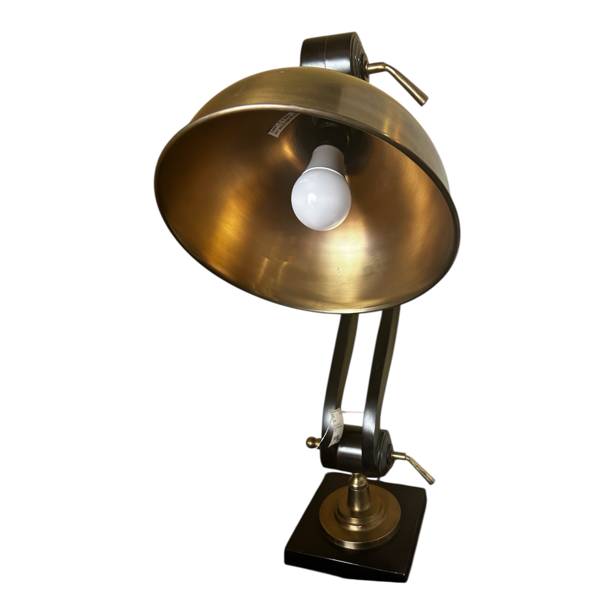 Brass and Dark Brown Metal Desk Lamp