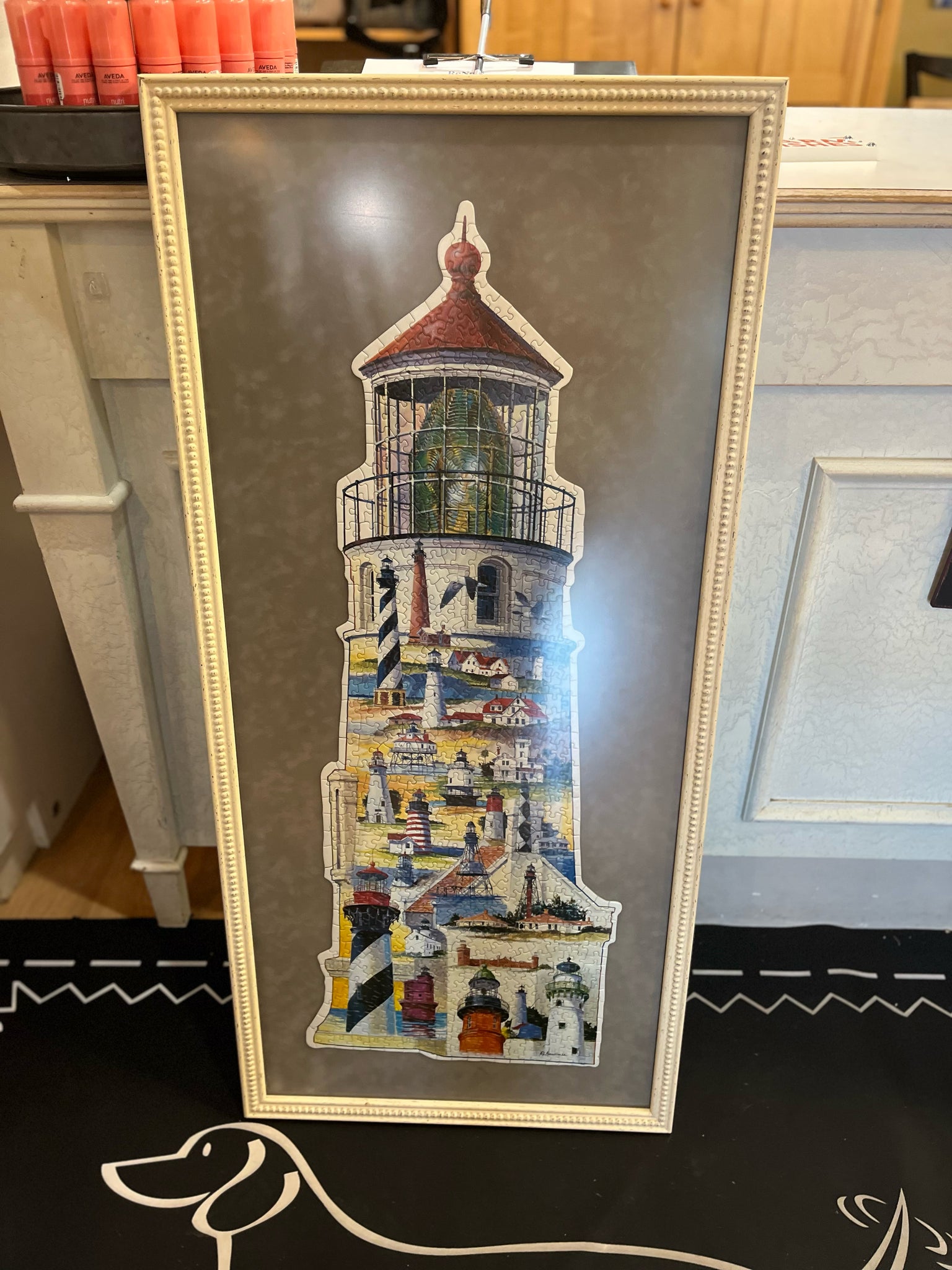 Framed Lighthouse Puzzle Art