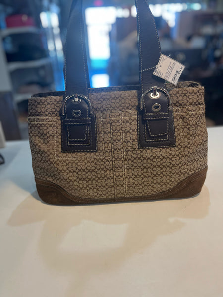 Vintage Coach "Jacquard Soho Signature Brown" Handbag