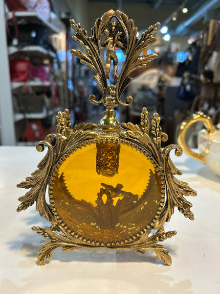 Vintage Ormolu Amber Glass Vanity Perfume Bottle