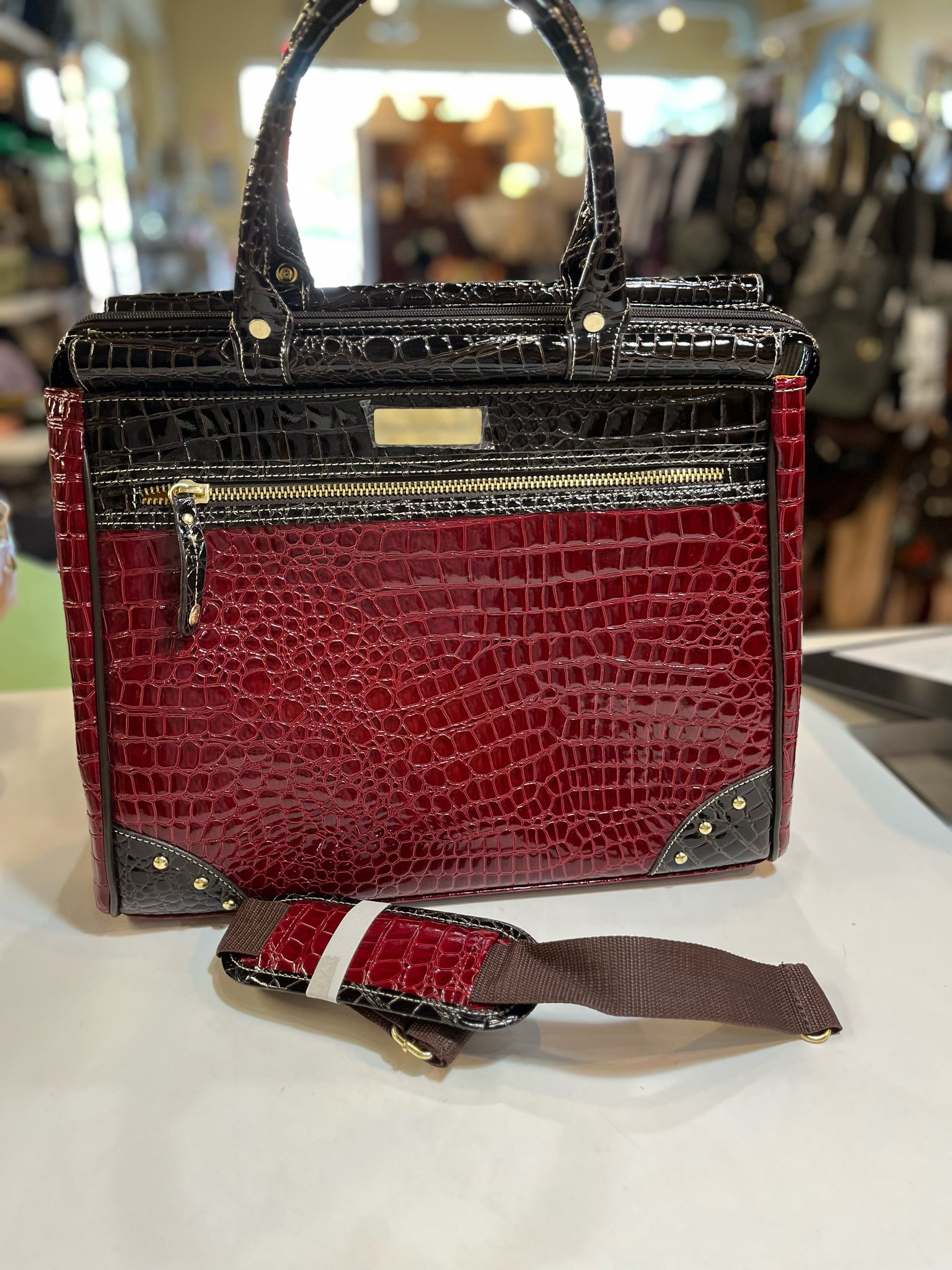 New Samantha Brown Burgundy Croc "Shopper Bag" Luggage