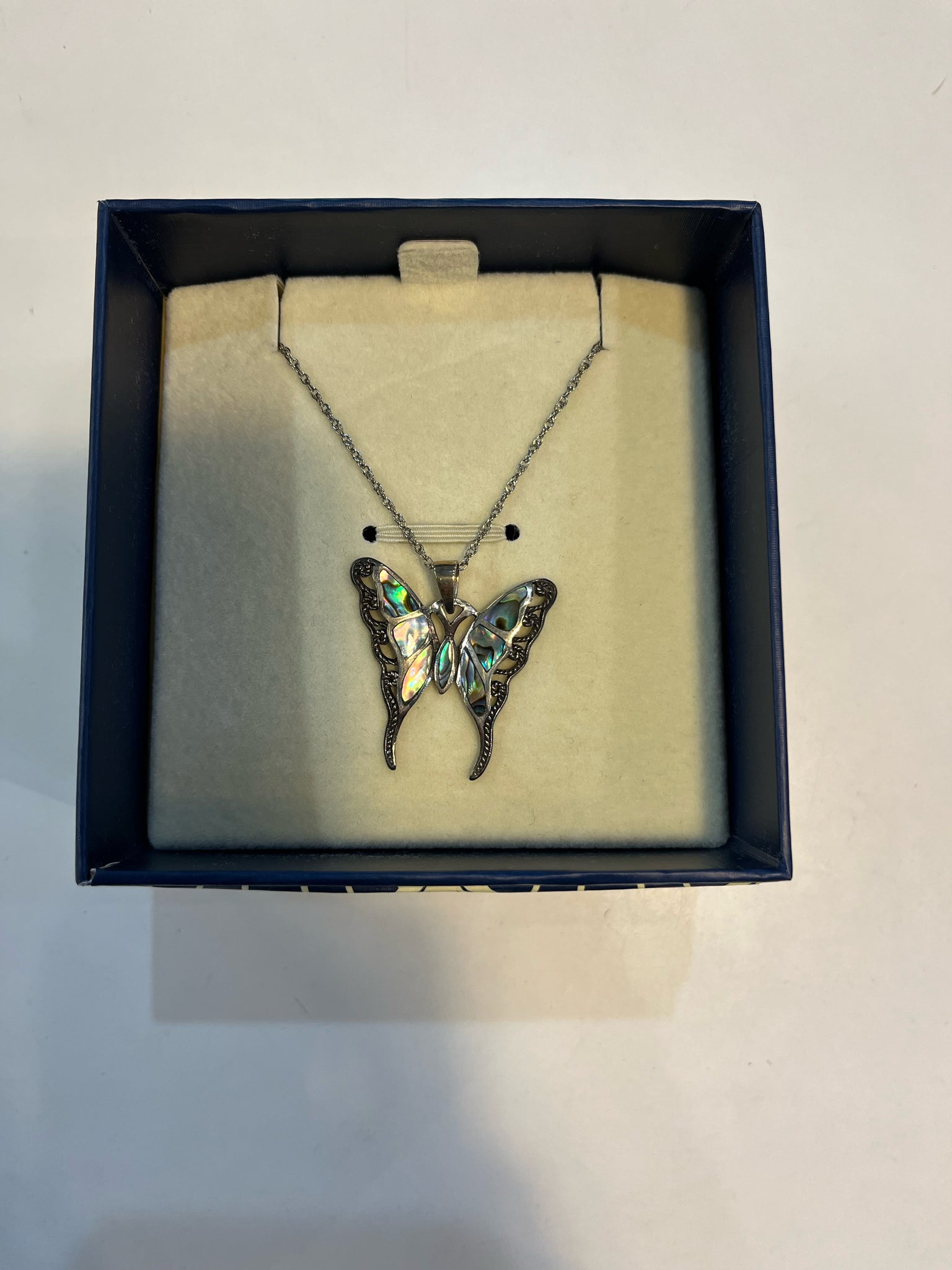 Stauer "Good Fortune Butterfly" Abalone Necklace