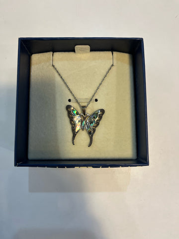 Stauer "Good Fortune Butterfly" Abalone Necklace