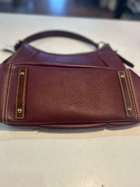 Dooney & Bourke Burgundy "Samba Hobo" Leather Handbag