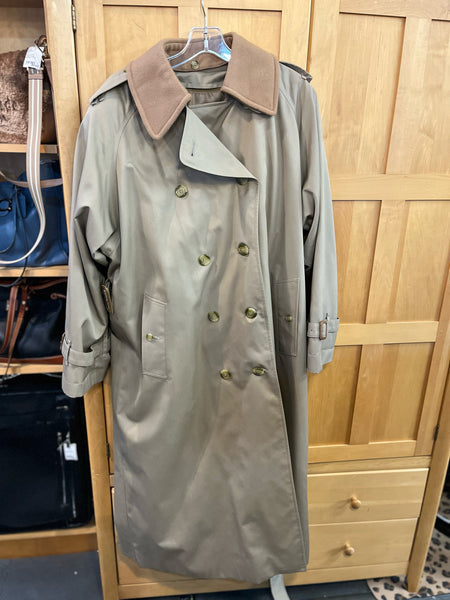 Burberry Tan Double Breasted Wool & Camel Hair Trench Coat