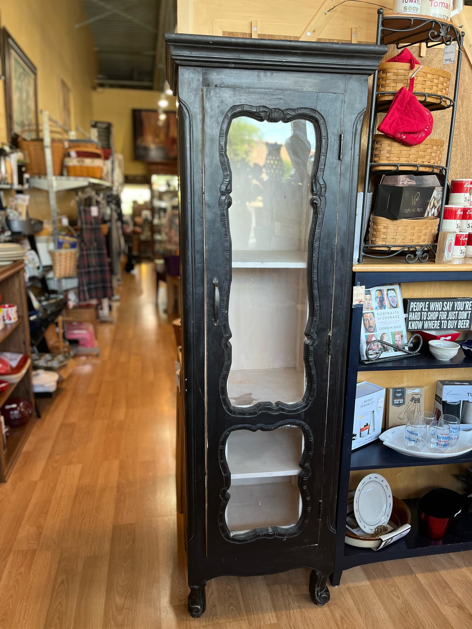 Nadeau Tall Black Glass Door Cabinet