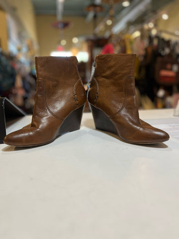 Frye Brown “Regina Wedge” Ankle Boots