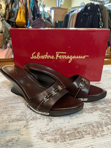 Vintage Salvatore Ferragamo Wood Platform Sandals