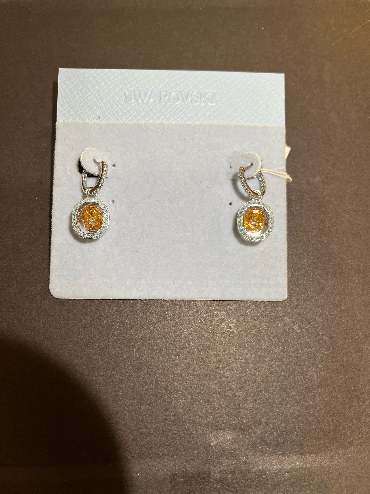 NWT Swarovski Yellow “Mini Hoops Chroma Drop” Earrings