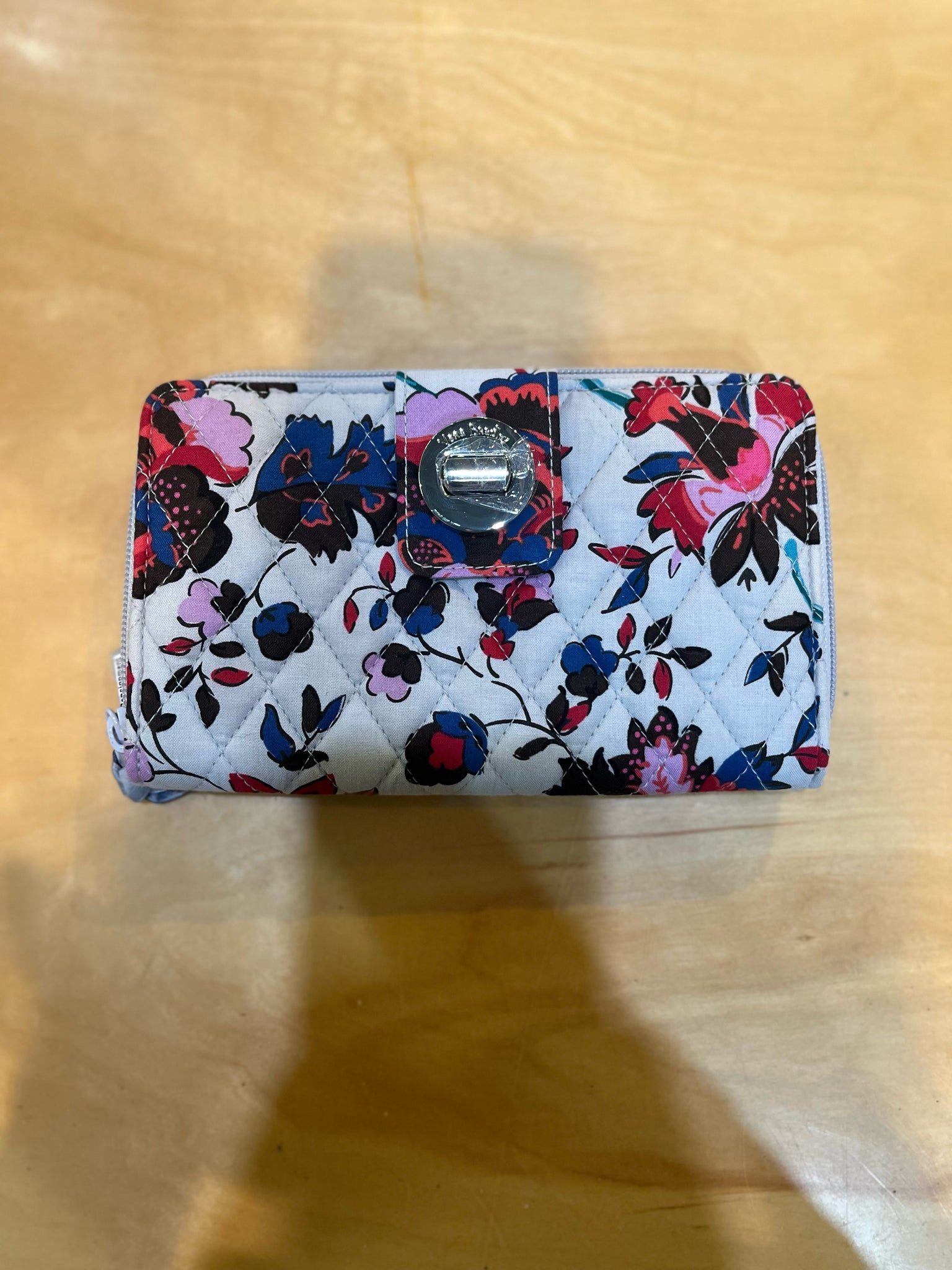 Vera Bradley Gray Floral Pattern Turlock Wallet